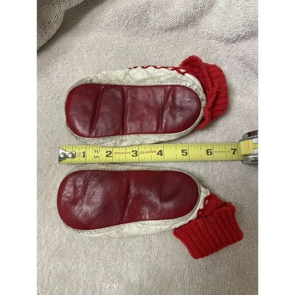 Vintage‎ Child's Size Moccasins Red And White